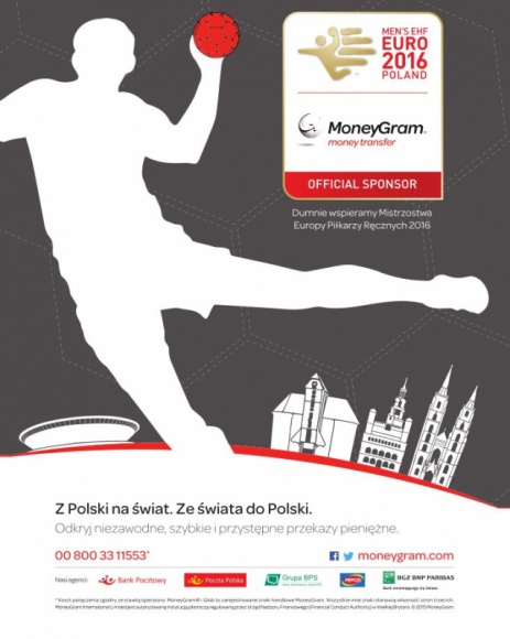 MoneyGram oficjalnym sponsorem Mistrzostw Europy Mężczyzn w Piłce Ręcznej LIFESTYLE, Sport - Jeszcze tylko 6 tygodni dzieli nas od meczu inauguracyjnego Mistrzostw Europy Mężczyzn w Piłce Ręcznej EHF EURO 2016. MoneyGram będzie oficjalnym sponsorem tej najważniejszej imprezy sportowej roku 2016 w naszym kraju.