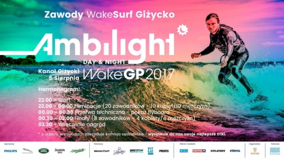 Wirtuozi fal na rozświetlonym Kanale Giżyckim, czyli nocne zawody wakesurfowe LIFESTYLE, Sport - Odważne popisy mistrzów wakesurfu, roztańczone fale na Kanale Giżyckim i symfonia świateł rozjaśniająca sierpniową noc – to wszystko czeka fanów tego sportu już 5 sierpnia w samym sercu Mazur. Master Craft zaprasza na nocne zawody WakeGP 2017 pod hasłem „Ambilight Day&Night”.