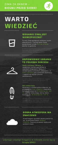 Zima za oknem – biegnij przed siebie! LIFESTYLE, Sport - Zima nie jest odpowiednim czasem do biegania. Bieganie na śniegu, przy kiepskiej jakości powietrza jest niebezpieczne. To mity, które zniechęcają do aktywności w chłodniejszych miesiącach.