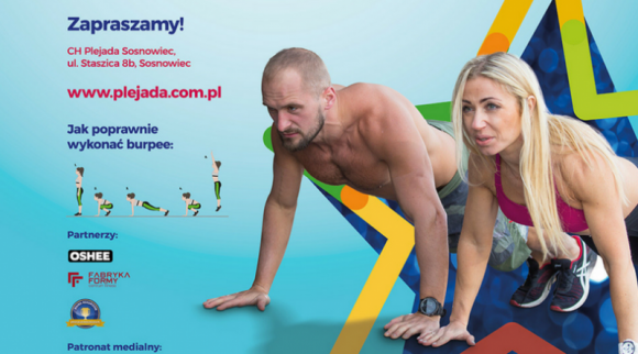 W Sosnowcu będą bić Rekord Polski w burpees LIFESTYLE, Sport - W Sosnowcu, w Centrum Handlowym Plejada wszyscy fani fitness, będą mieli okazję wspólnie pobić Rekord Polski na najwięcej osób ćwiczących burpees jednocześnie. Na miejscu obecny będzie sędzia Biura Rekordów który zweryfikuje wynik rekordu.