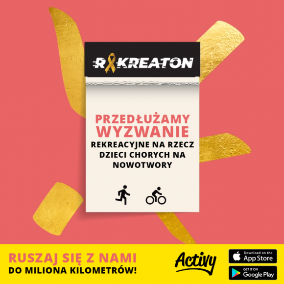RakReaton – lecimy po milion kilometrów! LIFESTYLE, Sport - RakReaton to wyzwanie sportowe na rzecz dzieci chorych na raka organizowane w ramach Kampanii Złotej Wstążki. Po zebraniu miliona kilometrów, partnerzy przekazują 100 tys. złotych na leczenie dzieci w klinice Przylądek Nadziei.