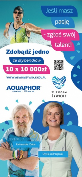 10 stypendiów dla młodych sportowców w ramach akcji „W swoim żywiole” LIFESTYLE, Sport - Do 15 listopada br. trwają zgłoszenia do programu dla młodych sportowców „W swoim żywiole”, którego inicjatorem jest firma Aquaphor. Do wygrania jest 10 stypendiów w wysokości 10 000 zł każde. Akcji patronują Aleksander Doba i Otylia Jędrzejczak.